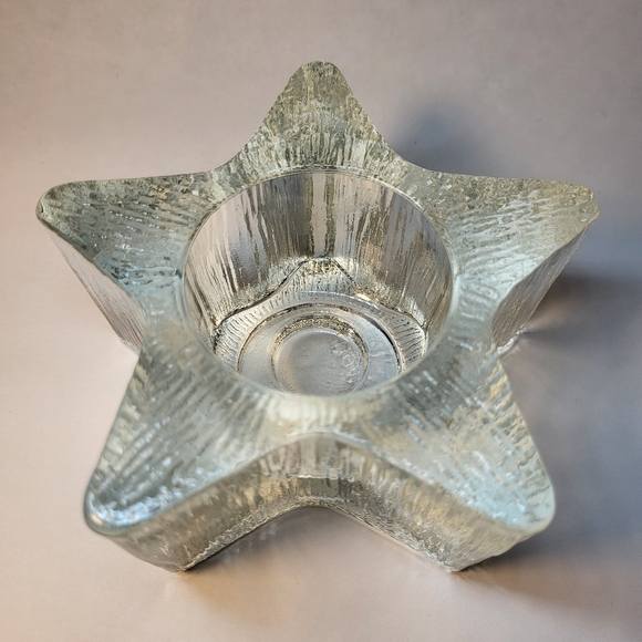 Avon Other - Avon Star Shape CANDLE HOLDER Starbright Textured Heavy Glass Tea Light Votive
